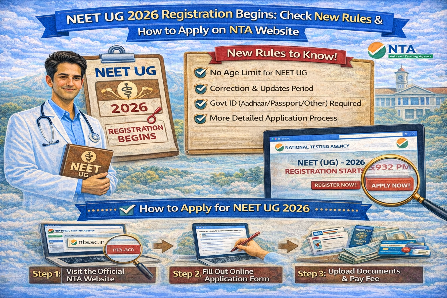 NEET UG 2026 Registration Begins | New Rules & How to Apply on NTA Website